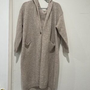 Cream uniqlo 100% wool hoodie cardigan oatmeal